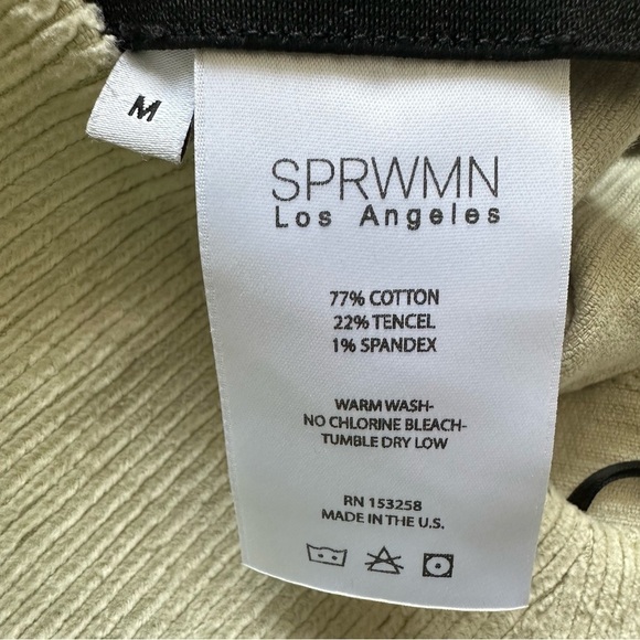 Sprwmn Pants Corduroy Ankle Flare Pull On Elastic Waist Cropped Beige M - Picture 9 of 12